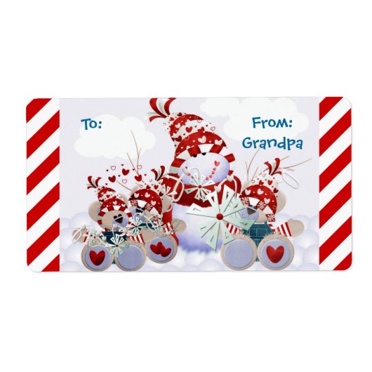  Sneeuwman Teddy Bear Kerst Labels (Voorkant)