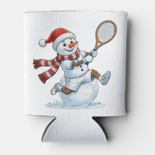 Sneeuwman Tennisspeler Kerstmis 2026 Vakantie Spor Blikjeskoeler