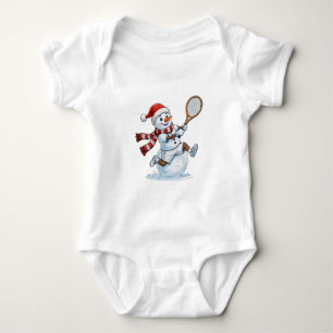 Sneeuwman Tennisspeler Kerstmis 2026 Vakantie Spor Romper