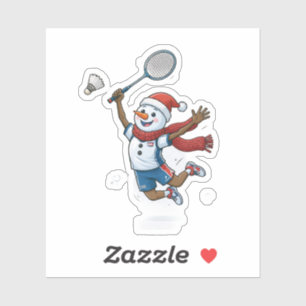 Sneeuwman Tennisspeler Kerstmis 2026 Vakantie Spor Sticker