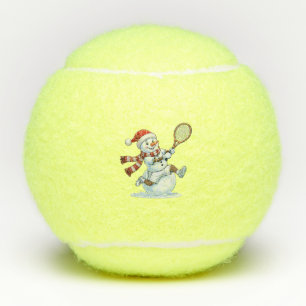 Sneeuwman Tennisspeler Kerstmis 2026 Vakantie Spor Tennisballen