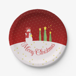 Sneeuwman thema vakantie papieren bordje