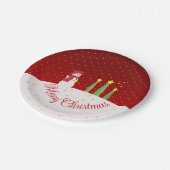 Sneeuwman thema vakantie papieren bordje (Gekanteld)