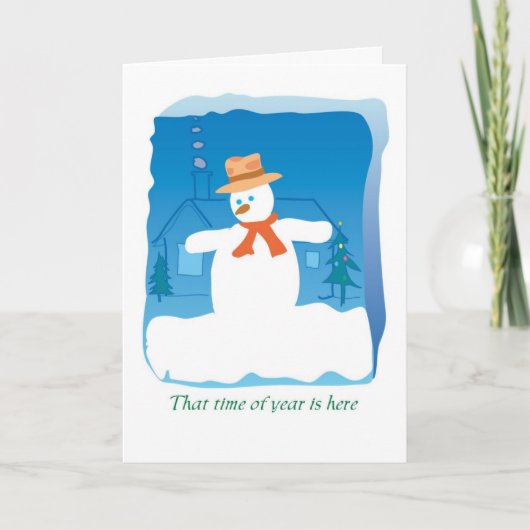 SNEEUWMAN TIJD FEESTDAGEN KAART (Voorkant)