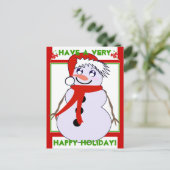 Sneeuwman Toon Red Holiday! Briefkaart (Staand voorkant)