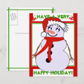 Sneeuwman Toon Red Holiday! Briefkaart (Voorkant / Achterkant)