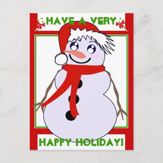 Sneeuwman Toon Red Holiday! Briefkaart (Voorkant)
