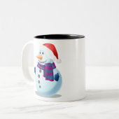sneeuwman tweekleurige koffiemok (Voorkant links)