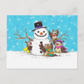 Sneeuwman Uilen kerstkaart Briefkaart (Voorkant)