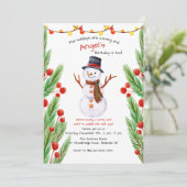 Sneeuwman-uitnodiging met glimlach kaart (Staand voorkant)