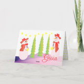 Sneeuwman vakantie gestileerd feestdagen kaart (Achterkant)