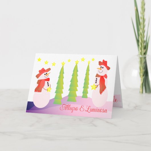 Sneeuwman vakantie gestileerd feestdagen kaart (Voorkant)