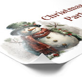 Sneeuwman Vakantie Kerstwensen Foto Afdruk (Hoek)