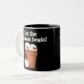 Sneeuwman vakantie waanzin tweekleurige koffiemok (Voorkant links)