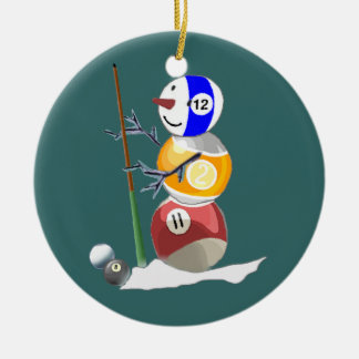 Sneeuwman van biljartballen keramisch ornament