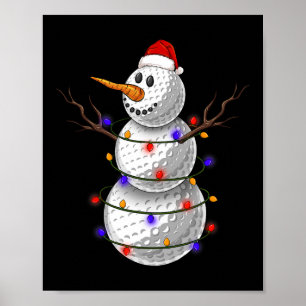 Sneeuwman van golfballen Kerstverlichting Grappige Poster