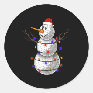 Sneeuwman van golfballen Kerstverlichting Grappige Ronde Sticker