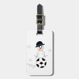 Sneeuwman van voetbal bagagelabel