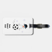 Sneeuwman van voetbal bagagelabel (Achterkant horizontaal)