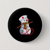 Sneeuwman Verpleegster Kerst Stethoscoop Verpleegk Ronde Button 5,7 Cm (Voorkant)