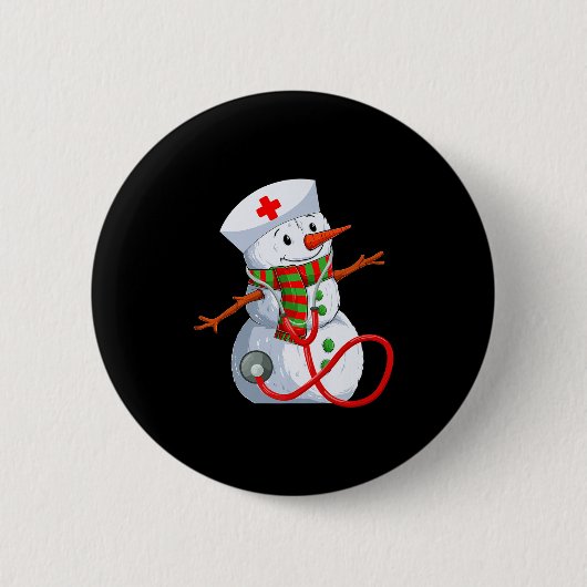 Sneeuwman Verpleegster Kerst Stethoscoop Verpleegk Ronde Button 5,7 Cm (Voorkant)