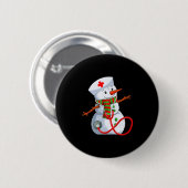 Sneeuwman Verpleegster Kerst Stethoscoop Verpleegk Ronde Button 5,7 Cm (Voorkant /achterkant)