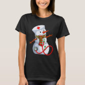 Sneeuwman Verpleegster Kerst Stethoscoop Verpleegk T-shirt (Voorkant)