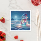 Sneeuwman verstrikt in gloeiende kerstverlichting servet (Insitu)