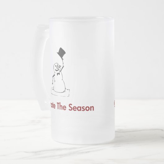 Sneeuwman vier het seizoen matglas bierpul (Voorkant links)