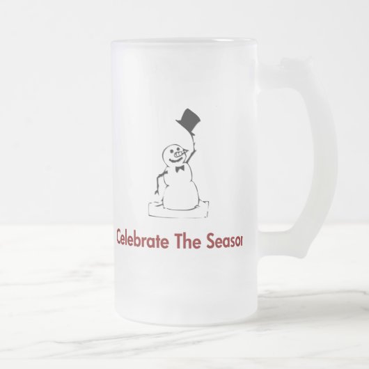 Sneeuwman vier het seizoen matglas bierpul (Rechts)