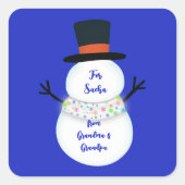 sneeuwman vierkante sticker (Voorkant)