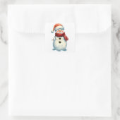 Sneeuwman Vierkante Sticker (Tas)