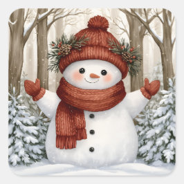 Sneeuwman Vierkante Sticker