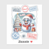 Sneeuwman viert kerst met cadeautjes sticker (Vel)