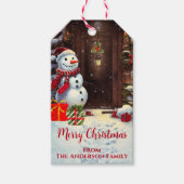Sneeuwman Vintage Kerstmis Cadeaulabel (Voorkant)