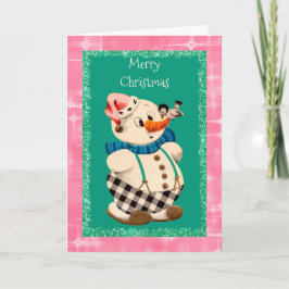 Sneeuwman Vintage Kerstmis Feestdagen Kaart