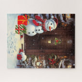Sneeuwman Vintage Kerstmis  Legpuzzel (Horizontaal)