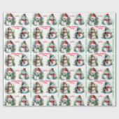 Sneeuwman Voeg kindernaam kerst schattigheid Cadeaupapier (Vlak)