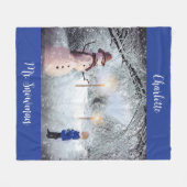Sneeuwman, Voeg naam, Kerstmis Fleece Deken (Voorkant (Horizontaal))