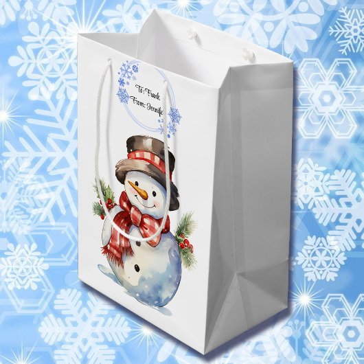 Sneeuwman Voeg namen toe Schattige Christmas Medium Cadeauzakje
