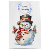 Sneeuwman Voeg namen toe Schattige Christmas Medium Cadeauzakje (Voorkant)
