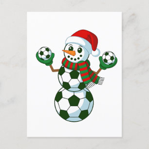 Sneeuwman Voetbal Kerst Sportliefhebbers  Aankondigingskaart