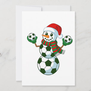 Sneeuwman Voetbal Kerst Sportliefhebbers Bedankkaart
