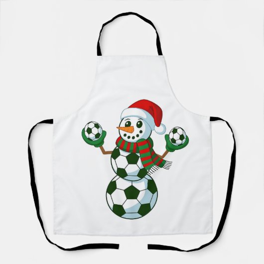 Sneeuwman Voetbal Kerst Sportliefhebbers Schort (Voorkant)