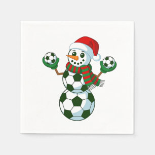 Sneeuwman Voetbal Kerst Sportliefhebbers Servet