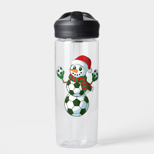 Sneeuwman Voetbal Kerst Sportliefhebbers Waterfles
