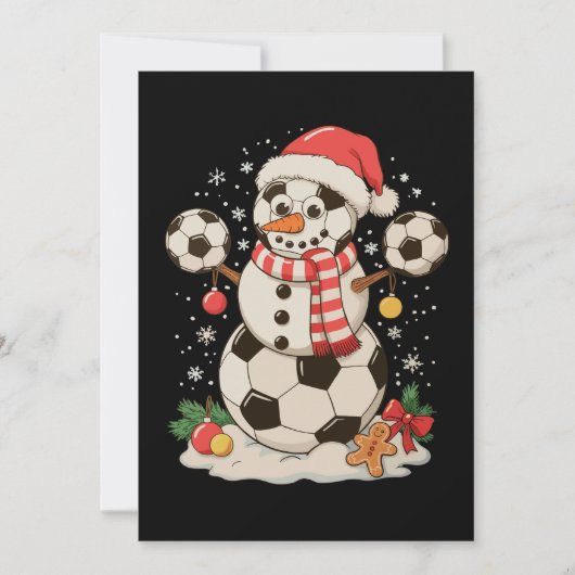Sneeuwman Voetbal Kerst Vakantie Winter Kerstmis S Feestdagenkaart (Voorkant)