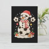 Sneeuwman Voetbal Kerst Vakantie Winter Kerstmis S Feestdagenkaart (Staand voorkant)