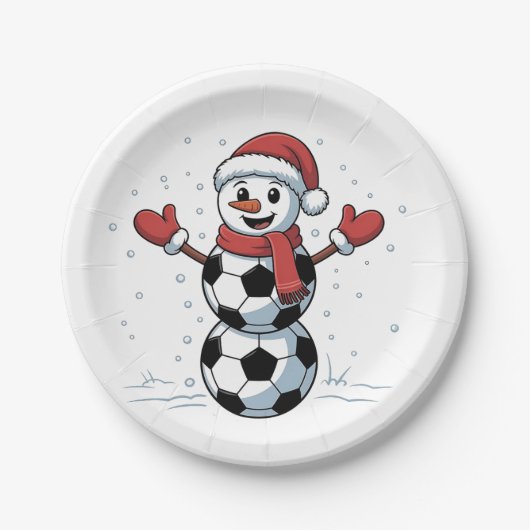 Sneeuwman Voetbal Kerstman Honkbal Sport Papieren Bordje (Voorkant)