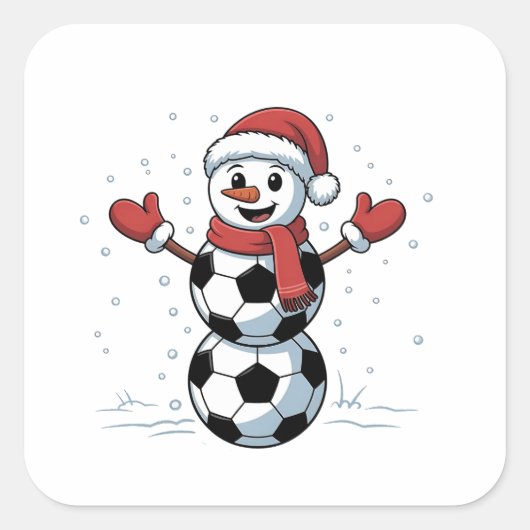 Sneeuwman Voetbal Kerstman Honkbal Sport Vierkante Sticker (Voorkant)